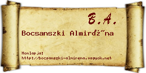 Bocsanszki Almiréna névjegykártya